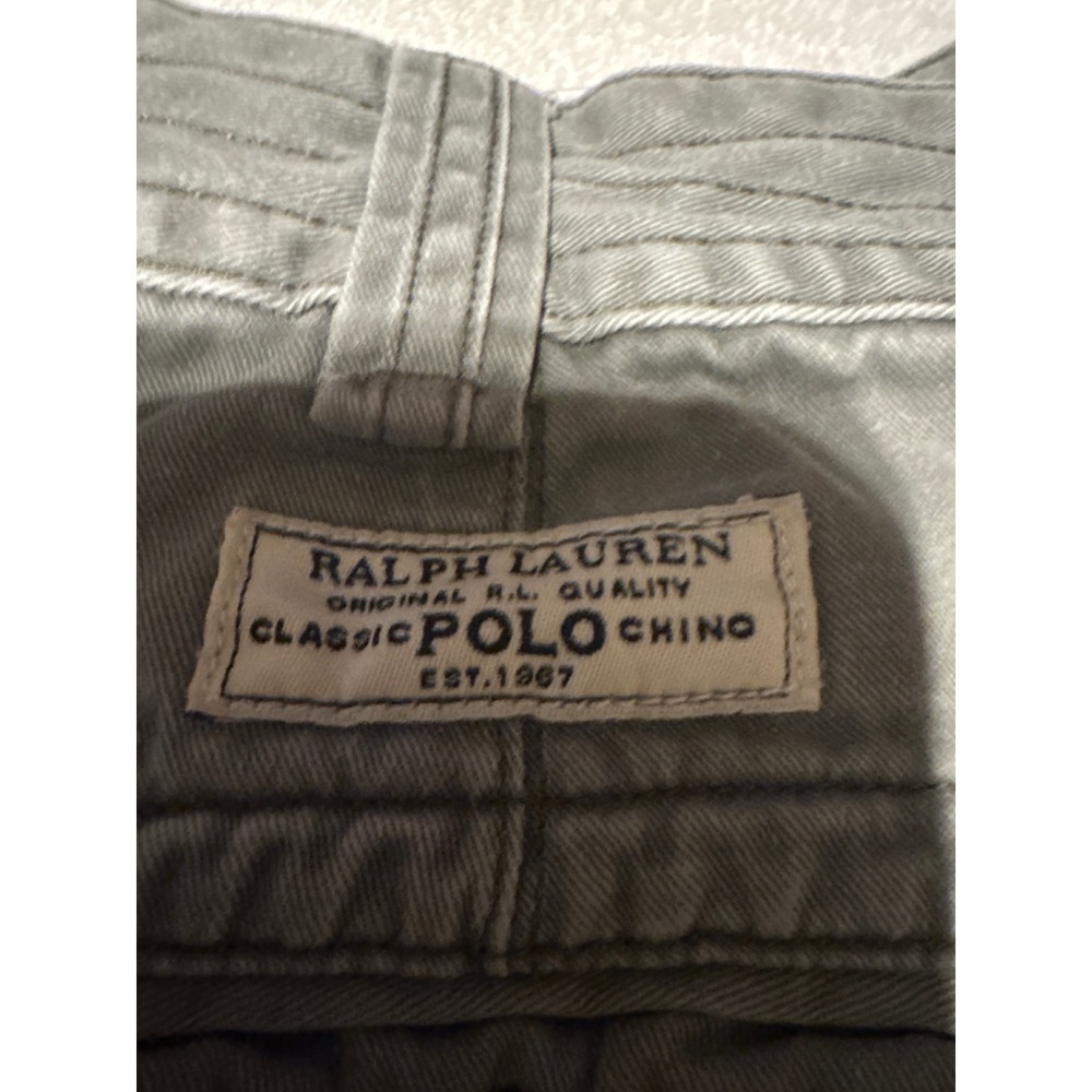 Polo Ralph Lauren Classic Chino Cargo Shorts Olive Grey Size 38 Mens Vintage - Picture 4 of 5